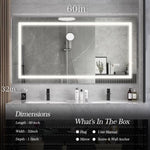 ZUN LED Bathroom Mirror 60x 32 Inch with lights, anti-Fog & Dimming Led Bathroom Vanity Mirror W134070939