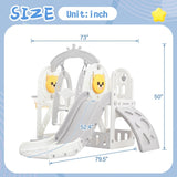 ZUN Toddler Slide and Swing Set 5 in 1, Kids Playground Climber Slide Playset with Basketball Hoop PP304159AAE