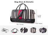 Canvas Weekender Bag, Overnight Travel Carry On Duffel with Shoe Pouch and Toiletry Bag-Stripes 71207377