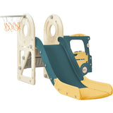 ZUN Kids Slide with Bus Play Structure, Bus Toy with Slide for Toddlers, Bus Slide Set with Basketball 01214672