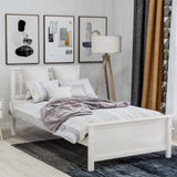 Twin Size Wood Platform Bed with Headboard,Footboard and Wood Slat Support, White WF191769AAK