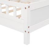 Twin Pine Wood Bed with Bookcase Headboard ,LED Motion Sensor Light, Guardrails,White W504P277596