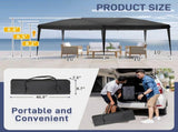 10'x20' Instant Pop Up Canopy Tent Black, No Sidewalls, 28/22mm Powder Coated Steel Frame, 10x20mm 10924017