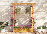 70" Tall Pine Wood Raised Garden Bed with Trellis & Flat Roof, Open-Ended Base Planter for Climbing 88382726