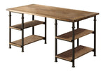 ZUN Vintage Industrial 1pc Writing Desk with 4 Open Shelves Rustic Poplar Finish Solid Wood and Metal B011P220224