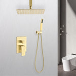 ZUN Ceiling Mounted Shower System Combo Set with Handheld and 12"Shower head TH6006-12BG