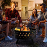 ZUN 32IN Metal Fire Pit Black 36801333