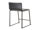 26" Contemporary Counter Stool in Black Metal and Black Faux Leather - Set of 2 B202P222056