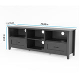 ZUN 70.08 Inch Length Black TV Stand for Living Room and Bedroom, with 2 Drawers and 4 High-Capacity W881P242551