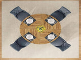 47" Round Farmhouse Dining Burlywood Wood Kitchen for 4, Cross Base Wooden Dinner B082P364496