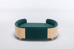 ZUN Scandinavian style Elevated Dog Bed Pet Sofa With Solid Wood legs and Bent Wood Back, Velvet W79490082