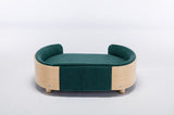 ZUN Scandinavian style Elevated Dog Bed Pet Sofa With Solid Wood legs and Bent Wood Back, Velvet W79490082