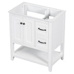 ZUN 30" Bathroom Vanity without Sink Top, Cabinet Base Only, Vanity with Multi-Functional Drawer, White WF310865AAK