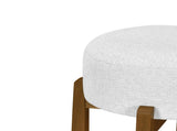 Vera Indoor Wooden Upholstered Barstool, Dark Walnut Finish and Ivory Upholstery, Set of 2 N775P333869D