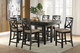 Transitional Style Counter Height Chairs Set of 2pc Black Finish Wood Beige Fabric Seat B01169895