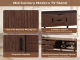 70 Inch Mid Century Modern TV Stand, TV Stand for 80 Inch TV, TV Stand with Tambour Doors, Drawers 26993441