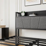 Queen Size Bed Frame, Storage Headboard with Charging Station, Solid and Stable, Noise Free, No Box W840P195212