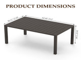 Outdoor Dining Table for 6 Person, Rectangular Slatted Metal Patio Table for Deck Garden Lawn W1859P359856