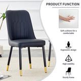 ZUN Black dining chairs and living room chairs. PU material and metal legs, suitable for kitchen, living W1151118969