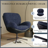 360&deg Swivel Office Chair, Modern Chenille Chair with Faux Leather and Black Metal Base Frame, No N817P205024B