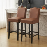 Barstools Set of 2, Counter Height Upholstered Bar Stools for Kitchen Island, Brown Rubberwood Legs N779P254675L