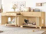 Cat Litter Box Enclosure, Hidden Cat Litter Box Furniture with Scratching Board Doors and Storage 01636746