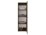 Frisco 1 Door Wardrobe 67" H with Mirror and Vertical Storage Design, Natural Oak B097P480462