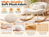 25.59"W x 33.66"D x 29.53"H Indoor Teddy Fabric Rocking Chair, Soft Fluffy Lounge Rocker with White 73370403