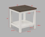 1pc Farmhouse Style Brown End Table with White Base Rectangular Table Top Wooden Living Room B011P245454