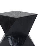 ZUN 14.25" Black Concrete Side Table with Rustic Hand-Carved Texture and Unique Symmetric Form – N767P192096B