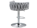 360&deg Fabric cover Swivel Bar Stools Set of 2, Adjustable Counter Height Bar Chairs with Woven Back & W2215P184994