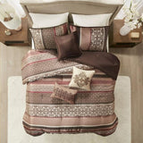 7 Piece Comforter Set Red Cal King B03597166