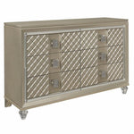 ZUN Glamorous Champagne Finish 1pc Dresser of 6 Drawers Acrylic Feet Luxury Bedroom Furniture Beveled B011P172673