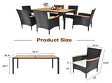 7 Piece Patio Dining Set, Outdoor Patio Conversation Set with Acacia Wood Table Top and Rattan 57865611