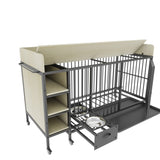 Large pet cage with storage rack, drawers with stainless steel food and water basin, made of iron W3064P245384