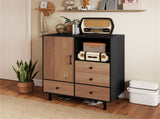 Mid-Century Modern 4-Drawer Sideboard Buffet Cabinet with Storage - Black 41784280
