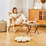 ZUN Amazon Shipping Ottoman Footstool Natural Seagrass Footrest Pouf Ottomans with X Wooden Legs 03665864