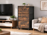 Wood Filing Cabinet with Casters, Weathered Wood Fluted, Iron Clad Wood, Melamine Faced, 3 Tall 59908062
