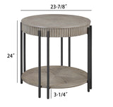 1pc Contemporary Round End Table with Storage Shelf Black Brown Tan / Beige Finish Living Room B011P245447