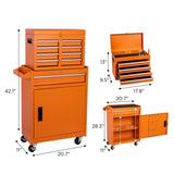 Tool Chest, 5-Drawer Rolling Tool Storage Cabinet with Detachable Top Tool Box, Liner, Universal W2660P262046