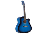 Blue 41-inch Dreadnought barrel-shaped cutaway acoustic guitar with pick, strings, capo, gig bag, 48260943