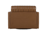 Luxurious Brown Swivel Chair Breathable Faux Leather Upholstered Channel Stitched Back Living Room B011P256606