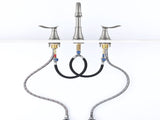 2-Handle 8 inch Widespread Bathroom Sink Faucet Brushed Nickel Lavatory Faucet 3 Hole 360&deg Swivel 01184644
