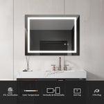 ZUN 32*24 LED Lighted Bathroom Wall Mounted Mirror with High Lumen Anti-Fog Separately Control Dimmer 21030977