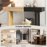 Narrow Console Table with Rattan Accent, Natural Wood Finish Entryway Table with Storage Drawers, 63493797