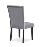 ZUN 2pc Casual Upholstered Velvet Upholstery Chair Channel Tufted Back Wooden Dining Room Furniture Gray B011P261181