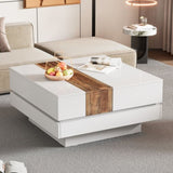 ZUN ON-TREND 31.4'' x 31.4'' Square Coffee Table with Sliding Tabletop, High Gloss Center Table with N721P180696K