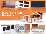 Wooden Rabbit Hutch Outdoor Chicken Coop Indoor Bunny Cage with Run, Guinea Pig House Pet House with 10952534