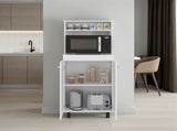 Enderlin Microwave Stand with 3 Shelves, 2 Doors, 4 legs and Cabinet, White B097P474297