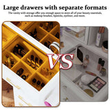 46"Glass Top Vanity Desk with 10 Drawers Makeup Vanity with Mirror and Stool,3 Lighting Modes 50282306